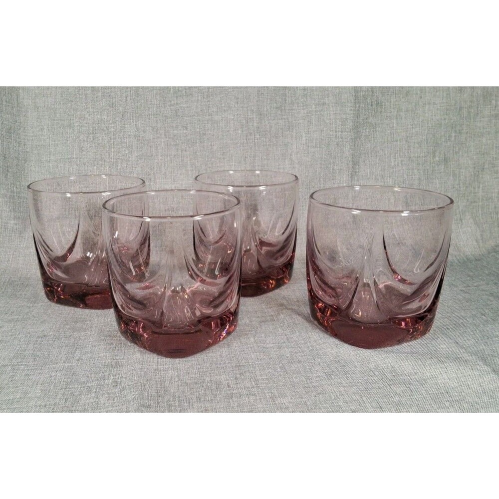 VTG Set of 4 Libbey Old Fashioned Imperial Plum Whiskey Glasses Tumblers